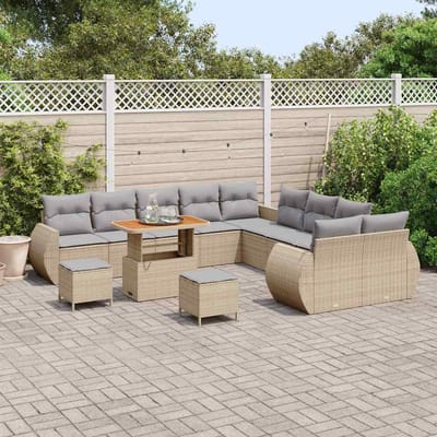 vidaXL - Tuinbank - Set - 13 - st - 13-Aantal - zitplaatsen - beige - en - lichtgrijs