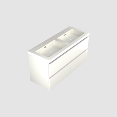 Dutchline Badmeubel Onderkast - Glans Wit - 120x46cm - 4 Lades - 2 Uitsparingen