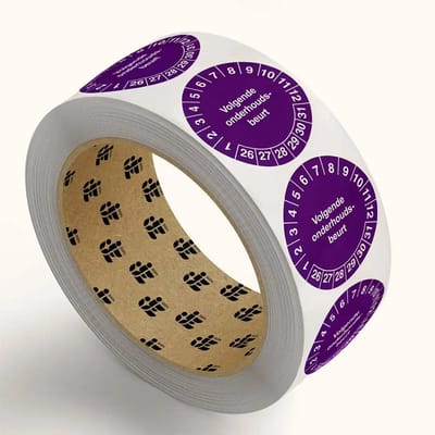 Volgende onderhoudsbeurt keuringsstickers - jaartallen 26-31 - op rol | 2 cm - 1113 stickers per rol