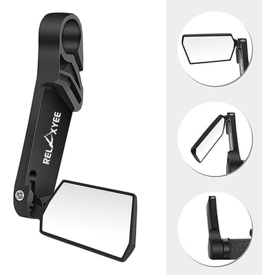 RELAXYEE 2pcs Miroir de Vélo Miroir Arrière de Cyclisme Pliable Rotation à 360 Degrés Miroirs Arrière de Vélo Guidon Sécurité noir