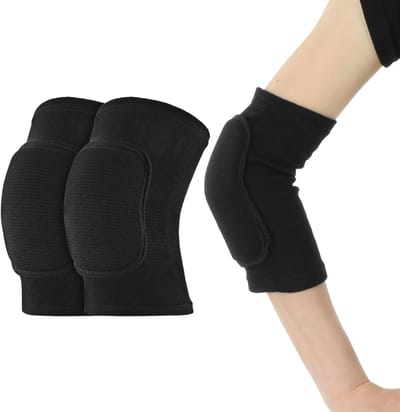 Zwarte Kinder Kniebeschermers met Versterkte Dikke Schuimvulling per Paar, Maat S tot 40kg, Elastische Ademende Kniekappen voor Spel, Turnen en Buitensport