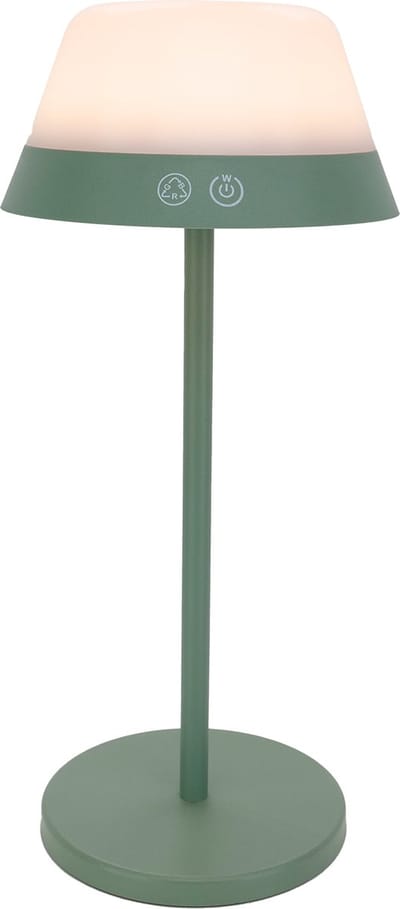 EGLO Meggiano Tafellamp - Aanraakdimmer - Draadloos - 32 cm - Groen/Wit - Instelbaar RGB & wit licht - Oplaadbaar - Buiten en Binnen