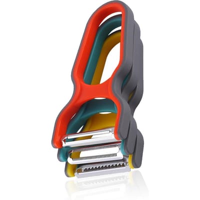 3 stuks roestvrijstalen multifunctionele aardappelschiller, fruitgroentehakker, mini-aardappelrasp, willekeurige kleur, keukengereedschap gray