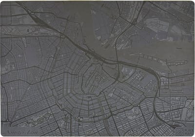 Place Maps Placemat Stadskaart Madrid - Kunstleer - Leigrijs - 1 Stuk
