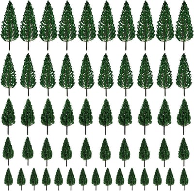 Miniatuur Bomen Set van 55 Stuks voor Modelbouw, Landschapsontwerp en Treinmodellen - Diverse Kleuren en Hoogtes (3.5-7.5 cm)