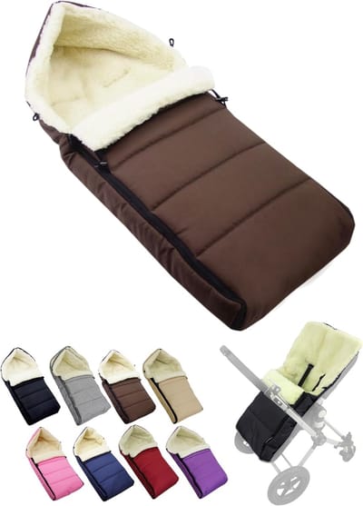Warme Wintervoetenzak voor Kinderwagen en Buggy met Schapenvacht - 108 cm Bruin