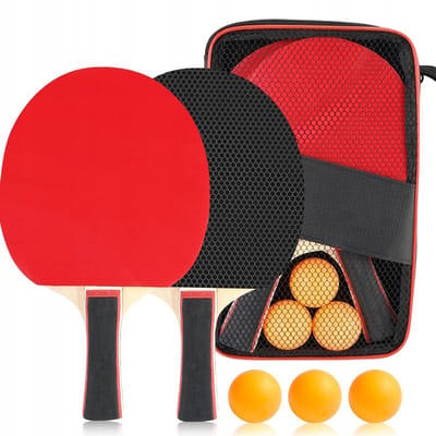 Tafeltennisset - Tafeltennis – Pingpongballen - Tafeltennisracket - 2 Stuks & 3 Ballen - Voor- en Achterkant Rubber - Ergonomisch Handvat - Compleet Met Draagtas - Voor Thuis, Buiten & Club