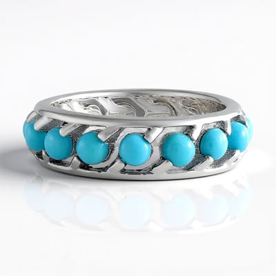 Cavill - Zilveren ring met 15 Sleepng Beauty Turkooisen - 925 Sterling zilver - 1,44 ct - Keltisch design - Blauw - Damesringen maat 16-19