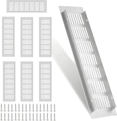 Ventilatierooster 200 mm Aluminium Rectangular Grille met 32 Schroeven voor Badkamer, Keuken en Woonkamer - Ideaal voor Luchtcirculatie en Ventilatie