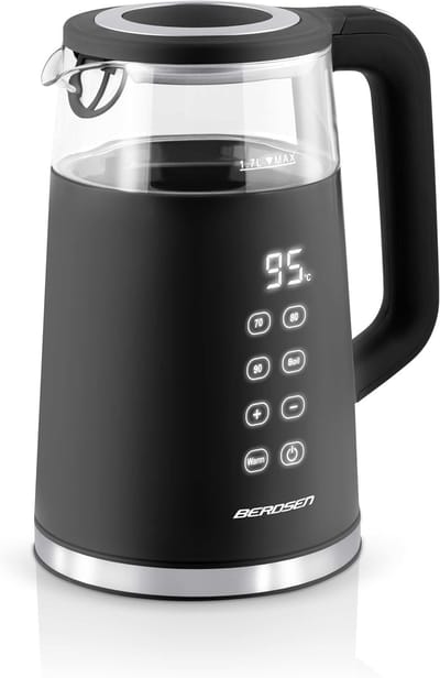 Elektrische Waterkoker - Roestvrij Staal Ketel - Snel Water Koken - Instelbare Temperatuur - 17 Liter Capaciteit - Zwart