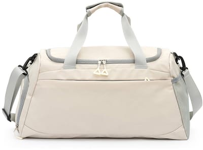 Witte sporttas met schoenenvak en waterdichte opbergzak reis sport en fitnesstas 50x23x27 cm