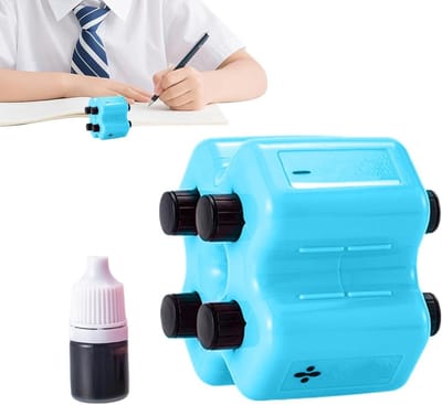 Wiskunde Leerhulpmiddel - Reken Stempel - Basis Rekenen Leren - 4-in-1 Functie - 9x9x9 cm - Blauw