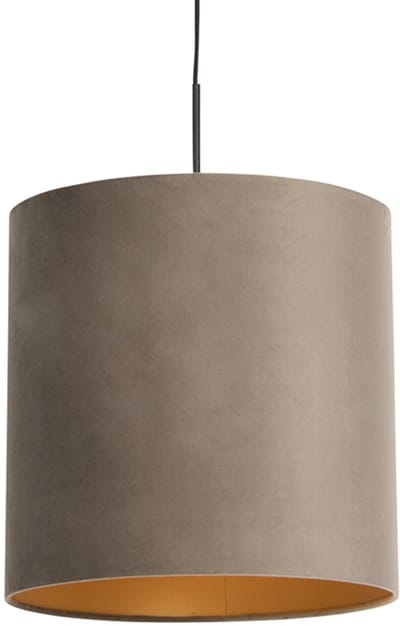 QAZQA combi - Landelijke Hanglamp met kap - 1 lichts - Ø 400 mm - Taupe - Woonkamer | Slaapkamer | Keuken