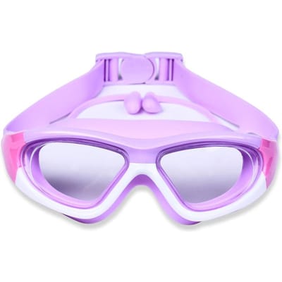Lunettes de natation professionnelles pour enfants avec bouchons d'oreilles, anti-buée, UV, silicone, étanches violet