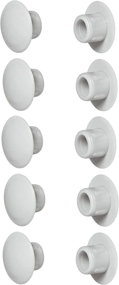 Afdekdoppen Plastic - Buis Deksels - Meubel Beschermen - Voor Boorgaten - 10 Stuks - Lichtgrijs