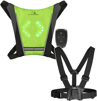 Maclean - Set van: Veiligheidsvest met LED-knipperlichten - waterdichtheid - port Borstband voor Mobiele Telefoon/ GoPro en andere camera's / Houder - universeel