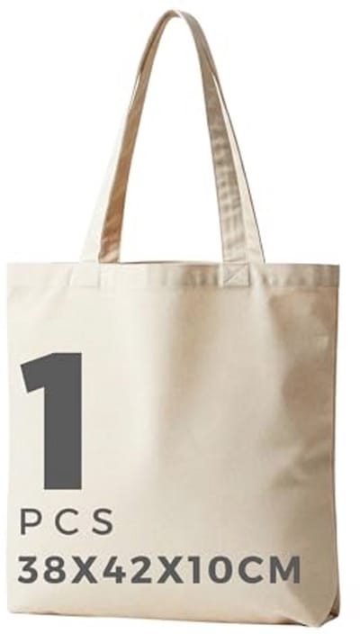 Katoenen Tas 38 x 42 x 10 cm - Stevige Herbruikbare Tas met Lange Handgrepen