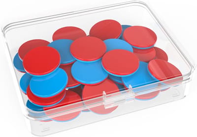 50 Stuks Twee Kleurige Telchips - Rode en Blauwe Plastic Rekentellers voor Kinderen - Educatieve Manipulatieven voor Basisonderwijs en Wiskunde Hulp in Opbergdoos