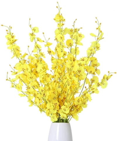 Dailygoods- Orchideeën 12 Stuks - Kunstbloemen Boeket - Kunstmatige Dansorchideeën - Woondecoratie - Hoogte 97 cm - Zijde Bloemen