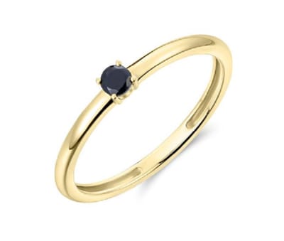 Schitterende 14 Karaat Gouden Ring met Zwarte Zirkonia 19.00 mm. (maat 60)| Damesring | Aanzoeksring