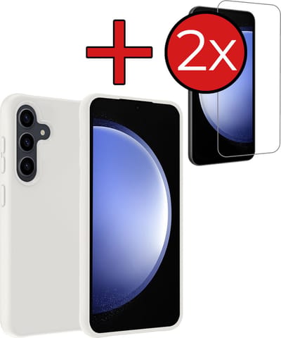 Hoesje - Met 2x Screenprotector - Geschikt voor Samsung Galaxy S23 FE - Sterk & Shockproof - Telefoon Hoes - Back Cover - Siliconen Case - Telefoonhoes - Wit