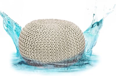 Zitpoef Gebreide Look - Voetenbank Kruk - Buiten en Binnen - Waterdicht Gemaakt - Ø 45 cm - Lipizano