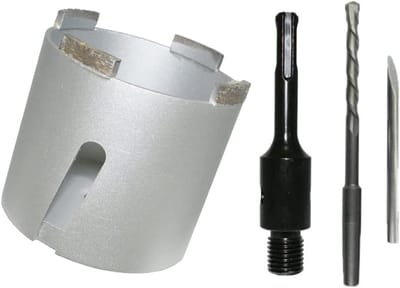 Diamant Gatenzaag - Blikboor Stopcontact - Metselwerk Boren - SDS Plus Opname - 82 mm Diameter - Zilver