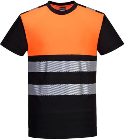 Portwest PW3 Hi-Vis T-shirt klasse 1 PW311 - Zwart/Oranje - 4XL