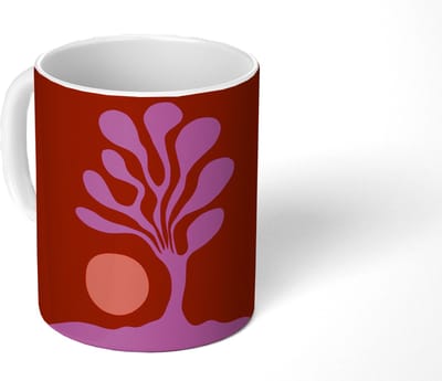 Mok - Koffiemok - Boom - Paars - Cirkel - Vloeiend - Mokken - 350 ML - Beker - Koffiemokken - Theemok