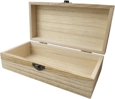 Houten opbergdoos met deksel in lichte kleur, 20 x 10 x 6 cm, decoratieve box voor opslag en organisatie