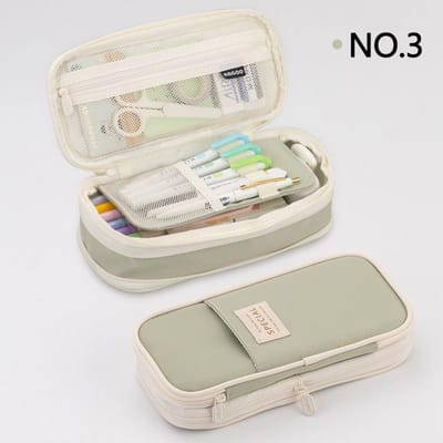 Macaron Kleurcombinatie Kan Worden Omgevormd Tot Een Grote Capaciteit Geüpgradede Pennen Etui Effen Kleur Eenvoudig Telescopisch Schrijfwaren Pennen Etui groen