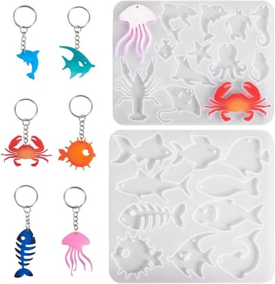 3D Gietvormen voor Oceaan Thema met Dieren - Silicoon Mallen voor Kreeft, Vis en Zomer Epoxy Ambachten en Sieraden Maken