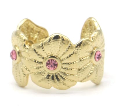 Ring – sieraad – accessoire – RVS – stainless steel – one size - goudkleurig – roze - bloemen - cadeau – geschenk – cadeau – feest – feestdagen