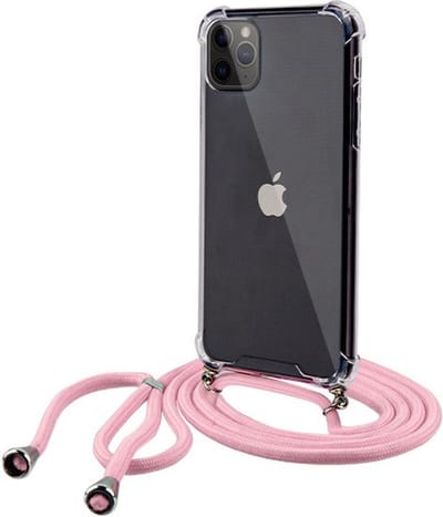 Arara Silicone Hoesje iPhone 13 Mini Transparant Hoesje met Licht Roze draagkoord / Backcover / Case / iPhone