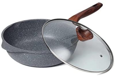 30 cm Diepe Pan - Inductie, Antikleefcoating en Deksel - Granietcoating zonder PFOA - Geschikt voor Alle Fornuizen