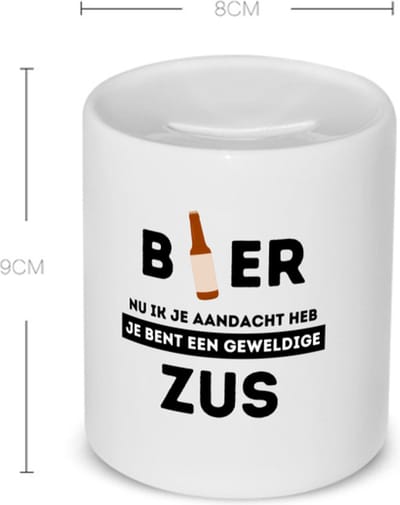 Akyol - bier, nu ik je aandacht heb je bent een geweldige zus Spaarpot - Zus - de beste zus - verjaardagscadeau - verjaardag - cadeau - cadeautje voor zus - zus artikelen - kado - geschenk - gift - 350 ML inhoud