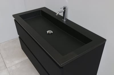 Adema Bella badmeubel met acryl wastafel Zwart 1 kraangat met spiegel met licht 100x55x46cm Zwart mat