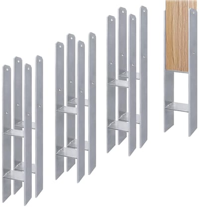 6x H-Paaldragers 600mm Staal Thermisch Verzinkt voor Hekken en Carports