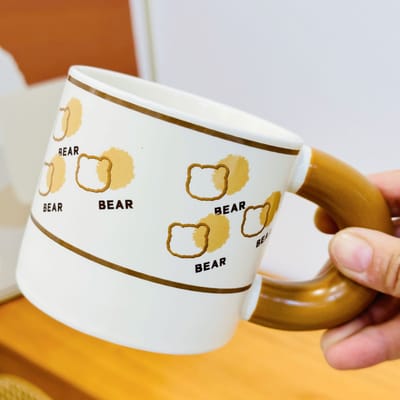 Creatieve Persoonlijkheid Riem Beer Schattige Set Kleine Cadeaubox Keramische Mok Cartoon Meisje Mok Hoge Uitstraling Handbeker 400ML