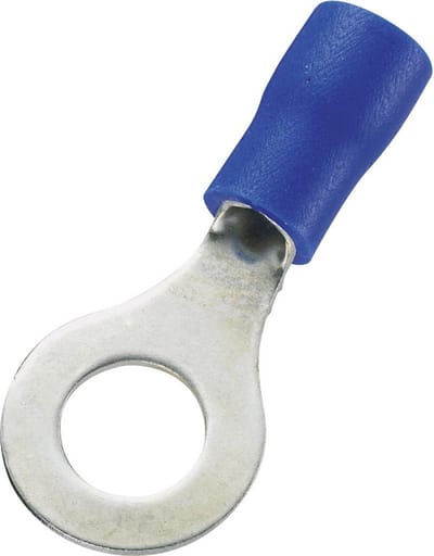 TRU COMPONENTS 746568 Ringkabelschoen Dwarsdoorsnede (max.): 2.50 mm² Schachtdiameter: 6.4 mm Deels geïsoleerd Blauw 10