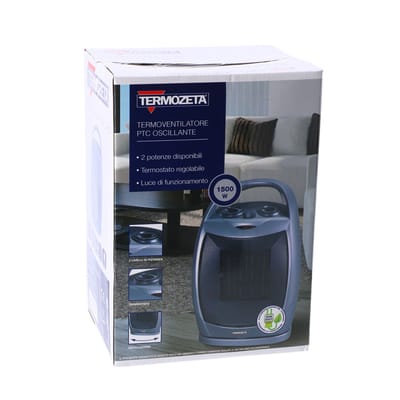 Termozeta - Ventilatorkachel - Oscillerende Luchtverhitter - 1500 Watt - Ventilator - 2 Standen - Warmte - Overhittingsprotectie - Zilver