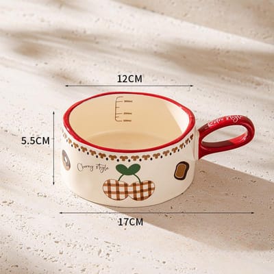Tasse à petit-déjeuner en céramique Tasse à lait Tasse à porridge Tasse à café exquise Tasse créative mignonne pour animal de compagnie de dessin animé rétro 300ml