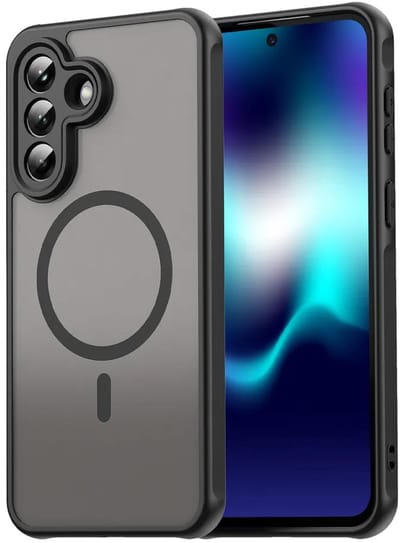 MobyDefend Hoesje - Geschikt voor Samsung Galaxy A37 - Case Geschikt voor MagSafe - Mat Transparant Met Gekleurde Rand - Zwart