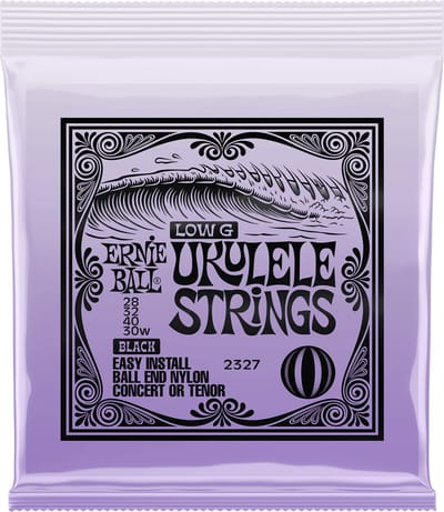 Ernie Ball Ukulele - Gitaarsnaren - Zwart Nylon met Balletje - Gewonden Sol - 28-40