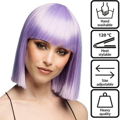 Boland - Pruik Djamilla lovely lilac Paars - Steil - Halflang - Vrouwen - Showgirl - Premium Quality - Stijlbaar - Verstelbaar - Wasbaar - Cosplay - Carnaval - Themafeest - Theater