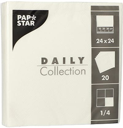 20x 20 Servetten DAILY Collection 1/4 vouw 24 cm x 24 cm wit