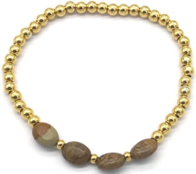 Kralenarmband - kralen - armband - elastiek - sieraad - accessoire - goudkleurig - bruin - hip - trendy - tijdloos - geschenk - cadeau - feest - feestdagen - verjaardag - dames - vrouwen - unisex – heren