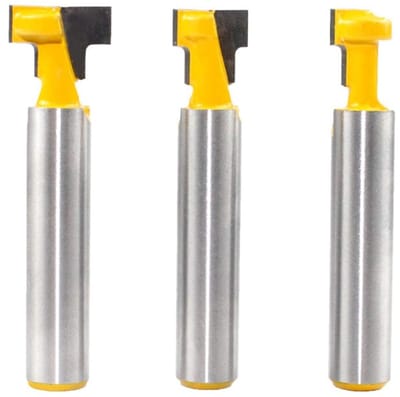 Set van 3 T-Slot Frees voor Houtbewerking - Houten T-Slot Frees, Carbide Frees, Precisie Frees met Drie Verschillende Maten
