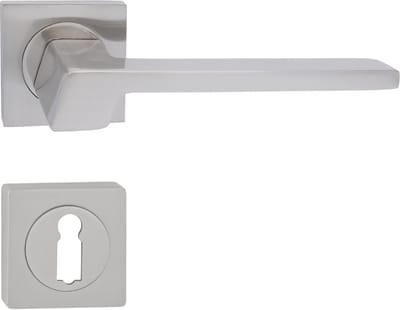 Domino® Deurkrukgarnituur CANTORO-QR - Nikkel - BB- gladde sleutel met Rozette - Deurbeslag van aluminium - Deurklink voor kamerdeur, kantoordeur, kelderdeur en binnendeur