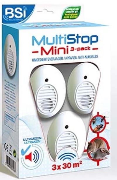 BSI - Multistop Mini 3-pack - Ultrasone Ongedierteverjager - Ongediertebestrijding - Onhoorbaar voor mens - Bereik tot 30 m² - 3 stuks